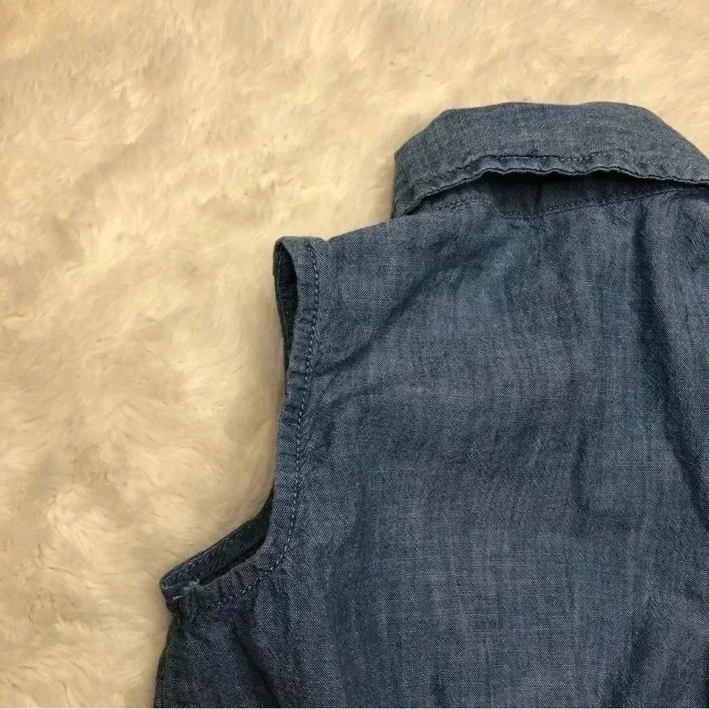 Joe Fresh Jean Dress Buttons Bow Collared  Blue Size 6 / Small - Picture 15 of 16